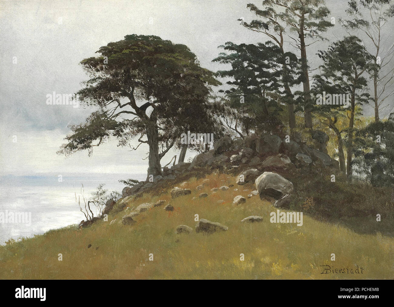 Albert Bierstadt - Punto di cipressi, Monterey. Foto Stock