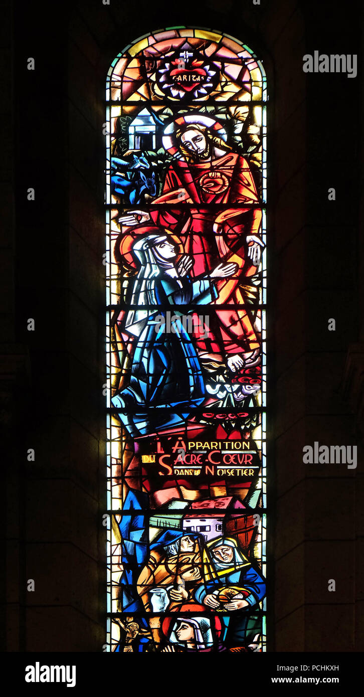 Scene della vita di santa Margherita Maria Alacoque: l'aspetto del Sacro Cuore a noci, Basilica del Sacro Cuore di Gesù, Parigi Foto Stock