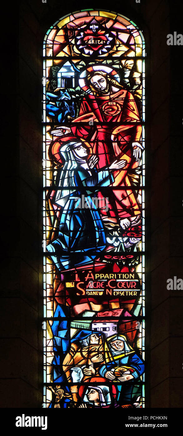 Scene della vita di santa Margherita Maria Alacoque: l'aspetto del Sacro Cuore a noci, Basilica del Sacro Cuore di Gesù, Parigi Foto Stock