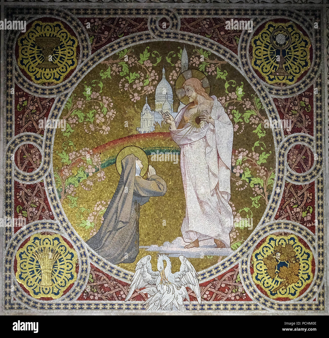Mosaico nella Basilica del Sacro Cuore di Gesù a Parigi, Francia Foto Stock