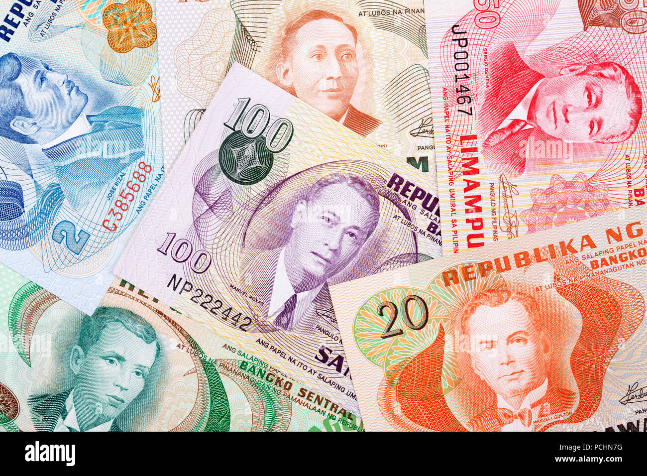 Vecchio Philippine peso, uno sfondo Foto Stock