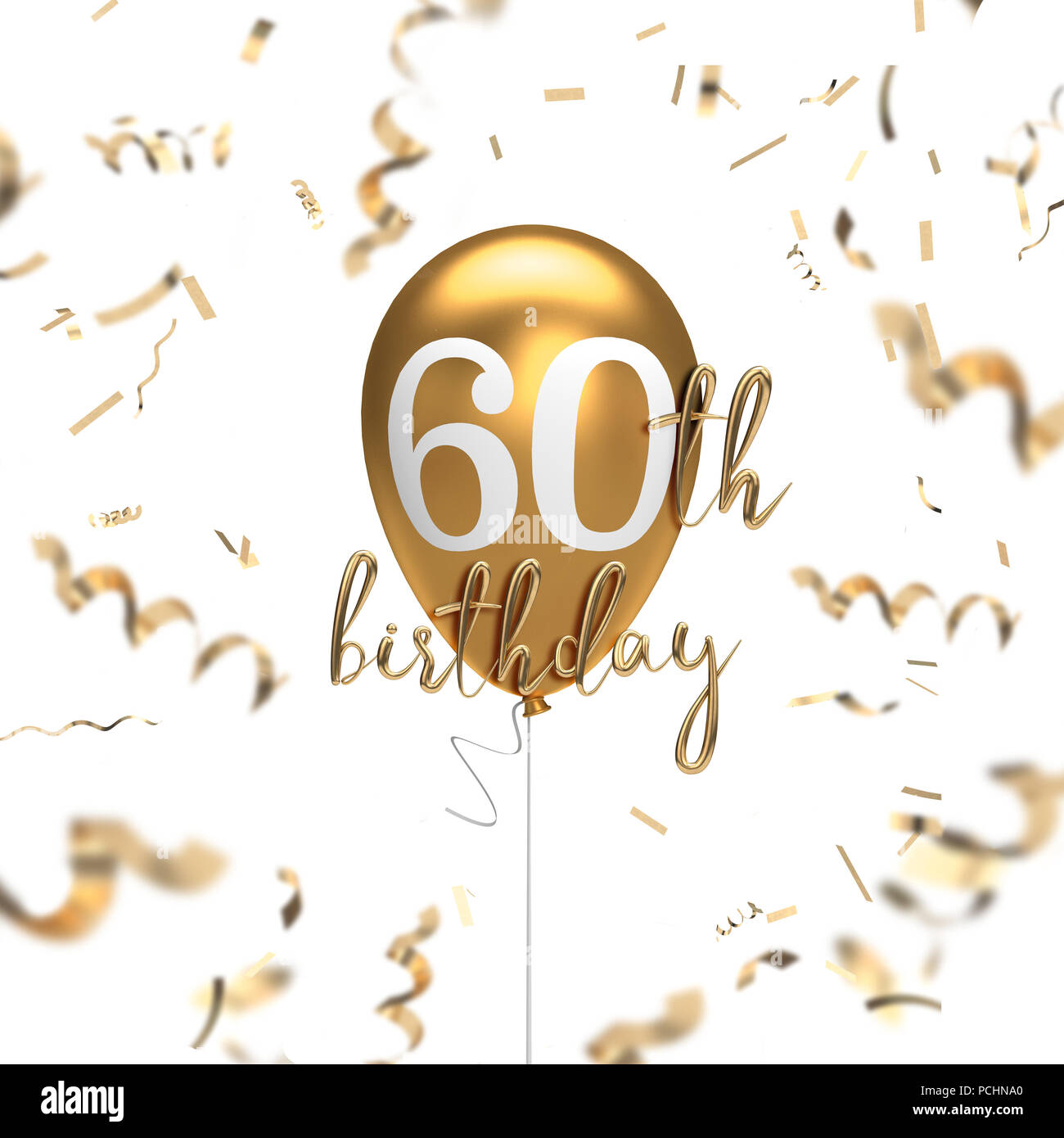 Felice Sessantesimo Compleanno Oro Saluto A Palloncino Dello Sfondo Il Rendering 3d Foto Stock Alamy