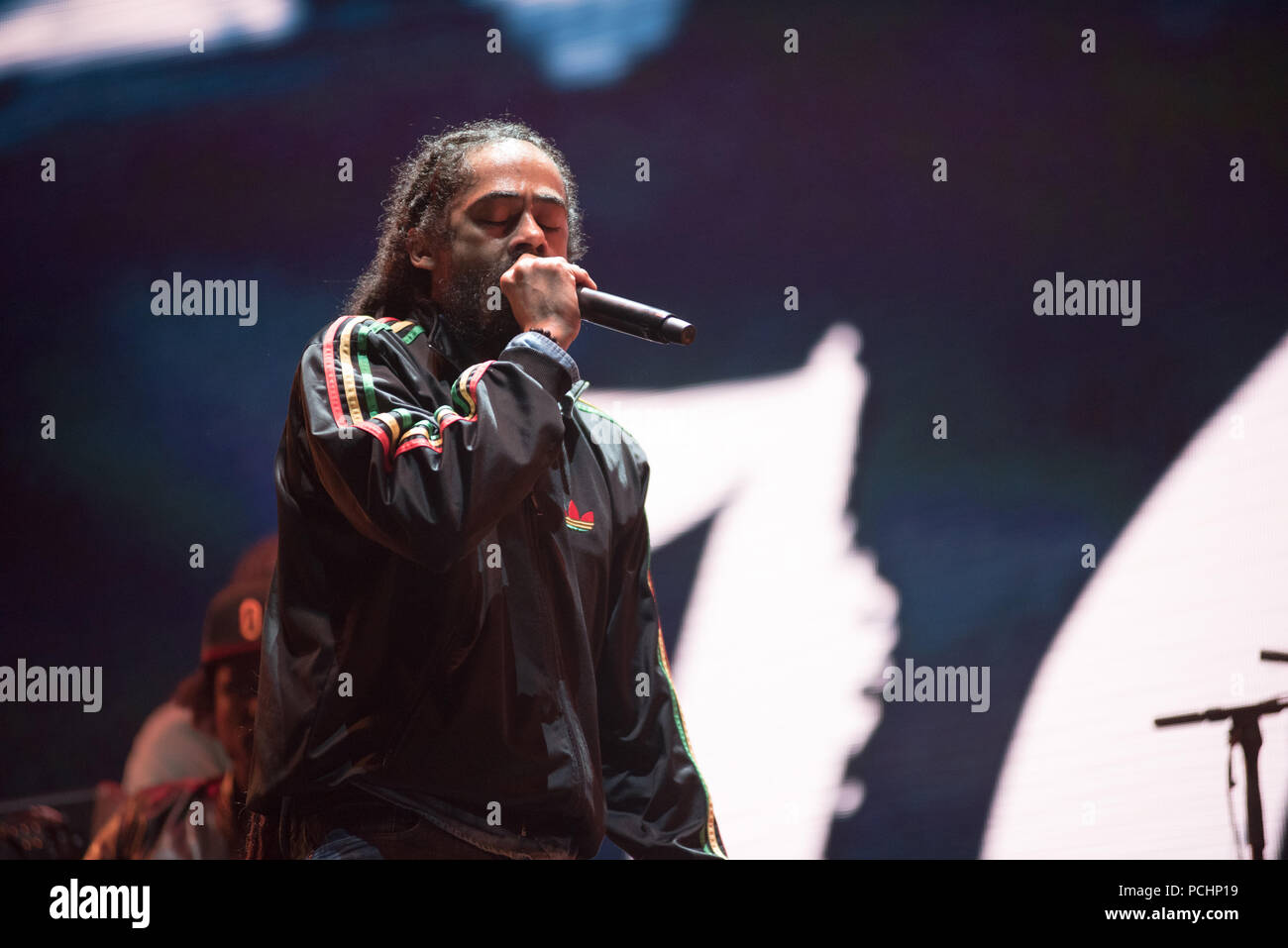 BONTIDA, ROMANIA - Luglio 18, 2018: Damian Marley, quattro volte vincitore dei Grammy award e il figlio della leggenda del reggae Bob perfoming un concerto dal vivo a Electric Foto Stock