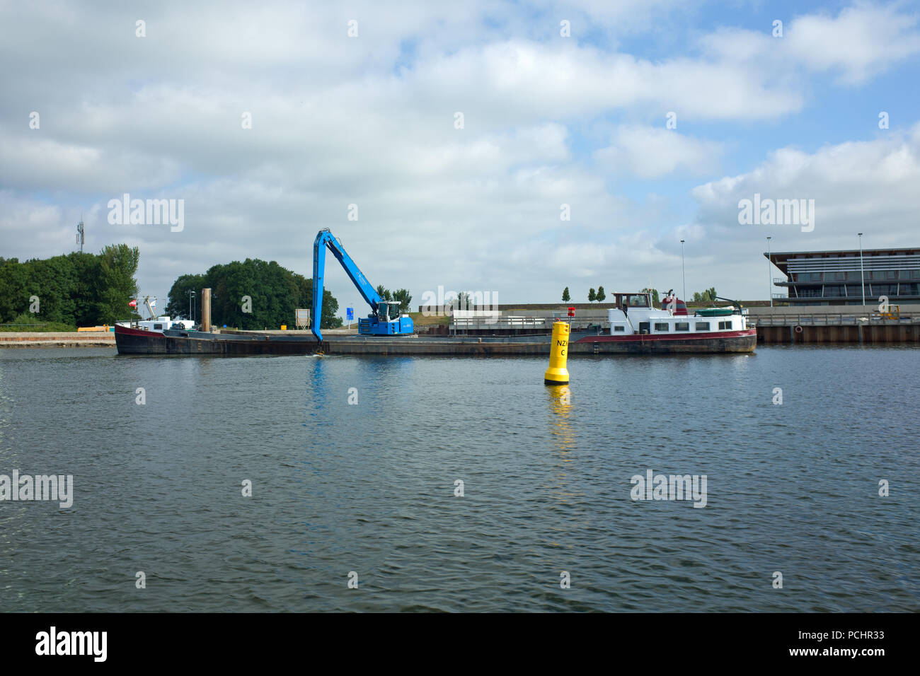 Dragaggio Barge del Mare del Nord Canale Holland Nordzeekanaal Foto Stock