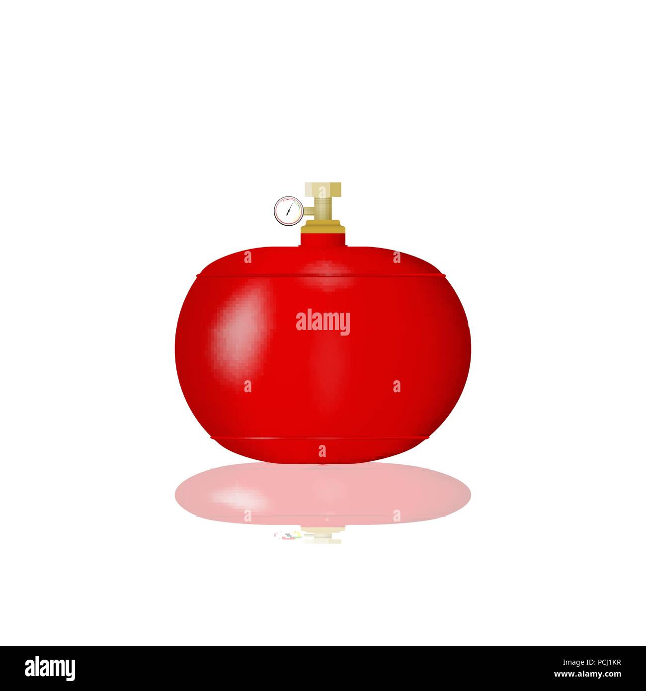 Cilindro rosso con gas liquefatto. Illustrazione vettoriale di un barattolo di GPL. Metano, propano, butano e gas naturale. Illustrazione Vettoriale