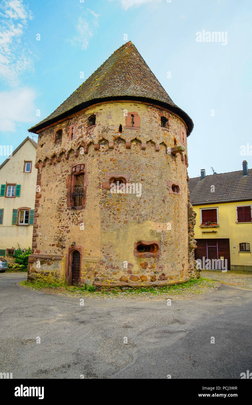 La torre dei borghesi, (Le tour des Bourgeois) Ammerschwihr, Alsazia, Francia, Foto Stock