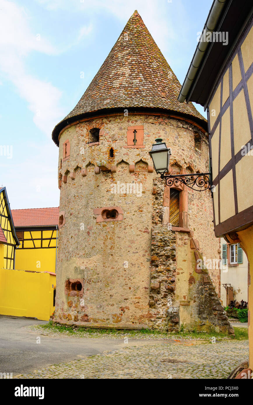 La torre dei borghesi, (Le tour des Bourgeois) Ammerschwihr, Alsazia, Francia, Foto Stock
