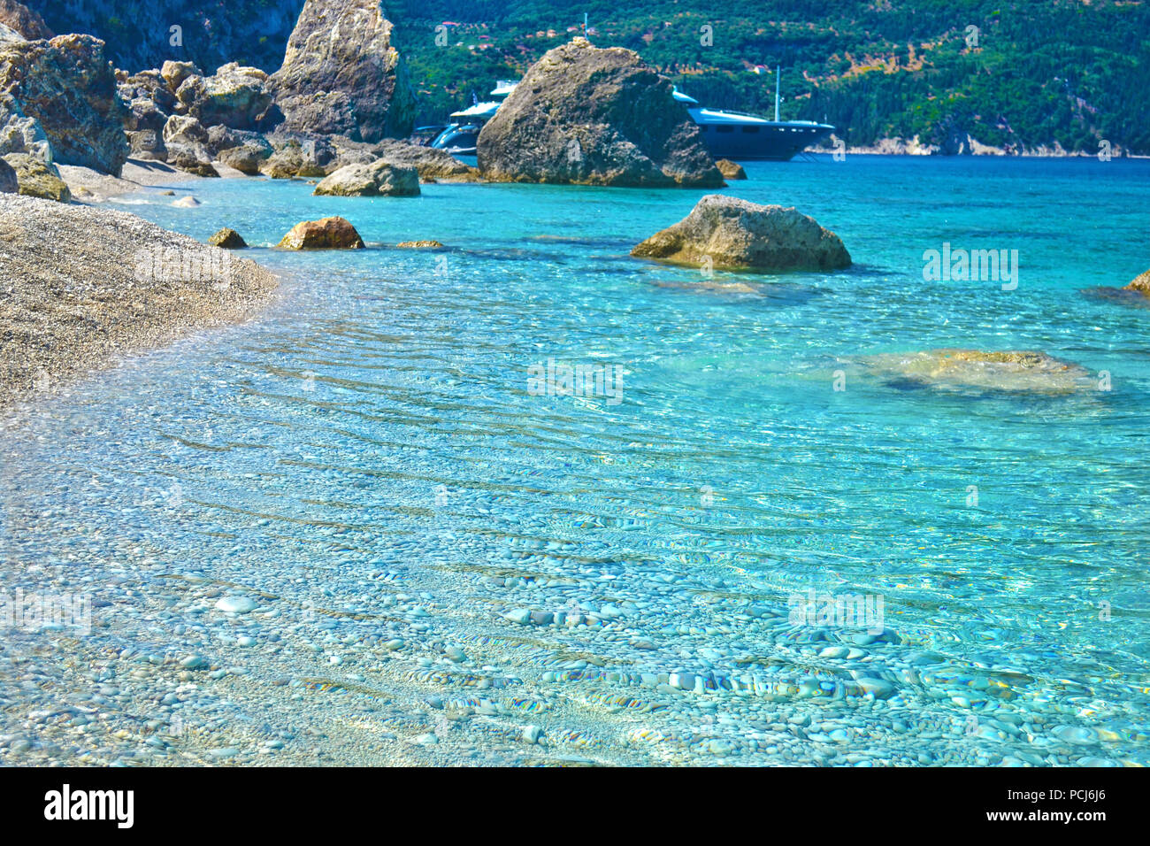 Paesaggio della baia di Afales Ithaca ISOLE IONIE Grecia Foto Stock