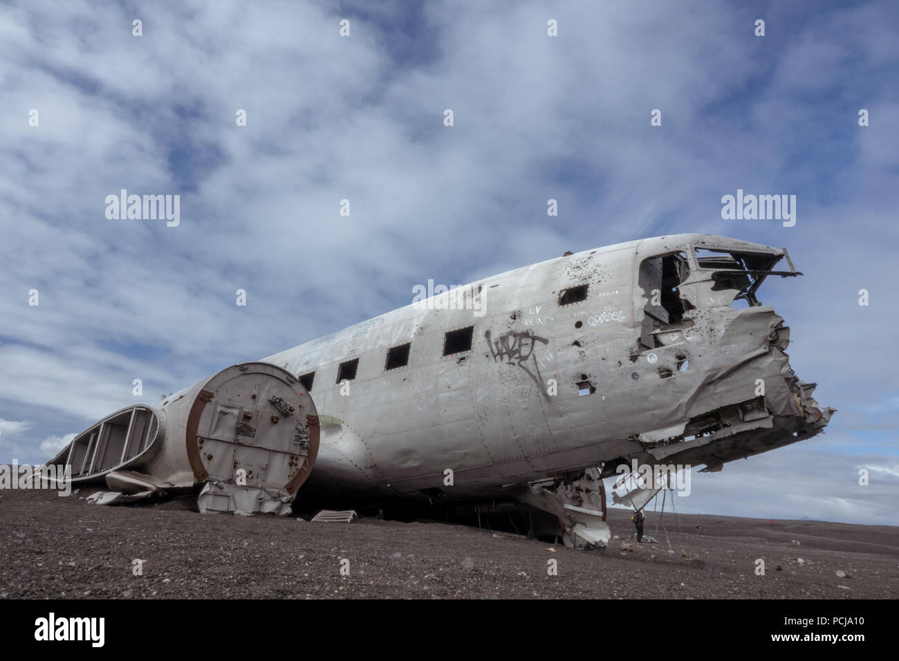 Vik, Iceland-June 11, 2018: nel novembre 21, 1973 a US Navy Douglas R4D-8, Super DC-3 si è schiantato nel sud dell'Islanda, a causa delle pesanti glassa. Si tratta di un pop Foto Stock