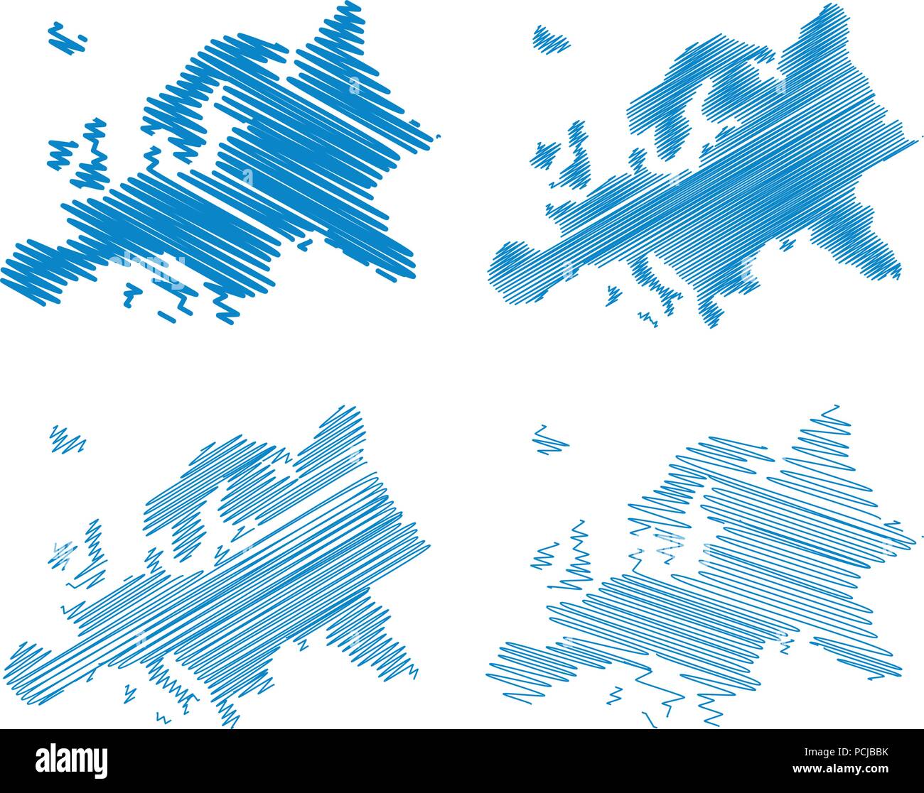 Scribble Europa mappa vettore Illustrazione Vettoriale