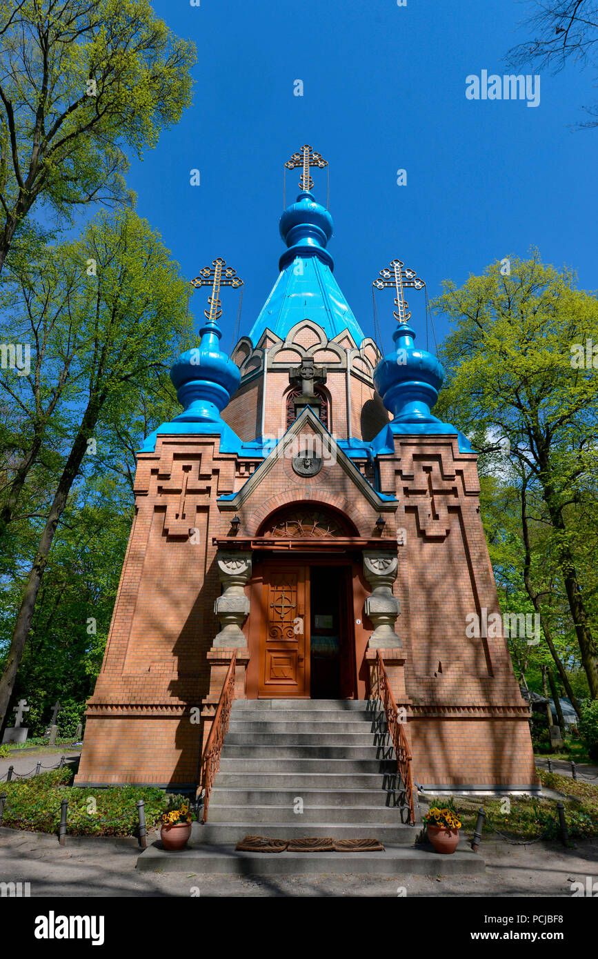 Russisch Orthodoxe Kirche, Friedhof, Wittestrasse, Tegel, Reinickendorf, Berlino, Deutschland Foto Stock