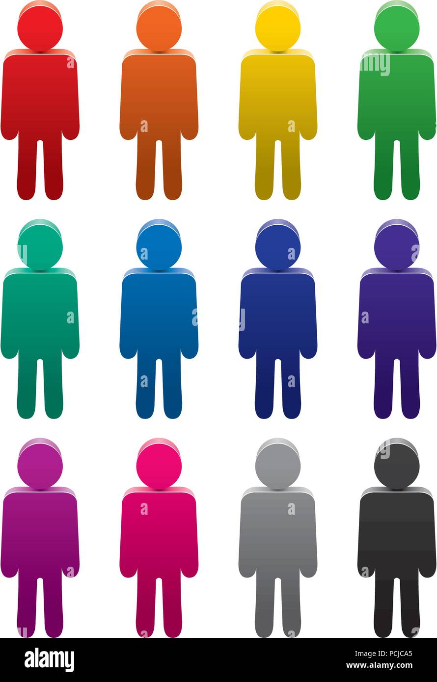 Vector set di simboli colorati di persone Illustrazione Vettoriale