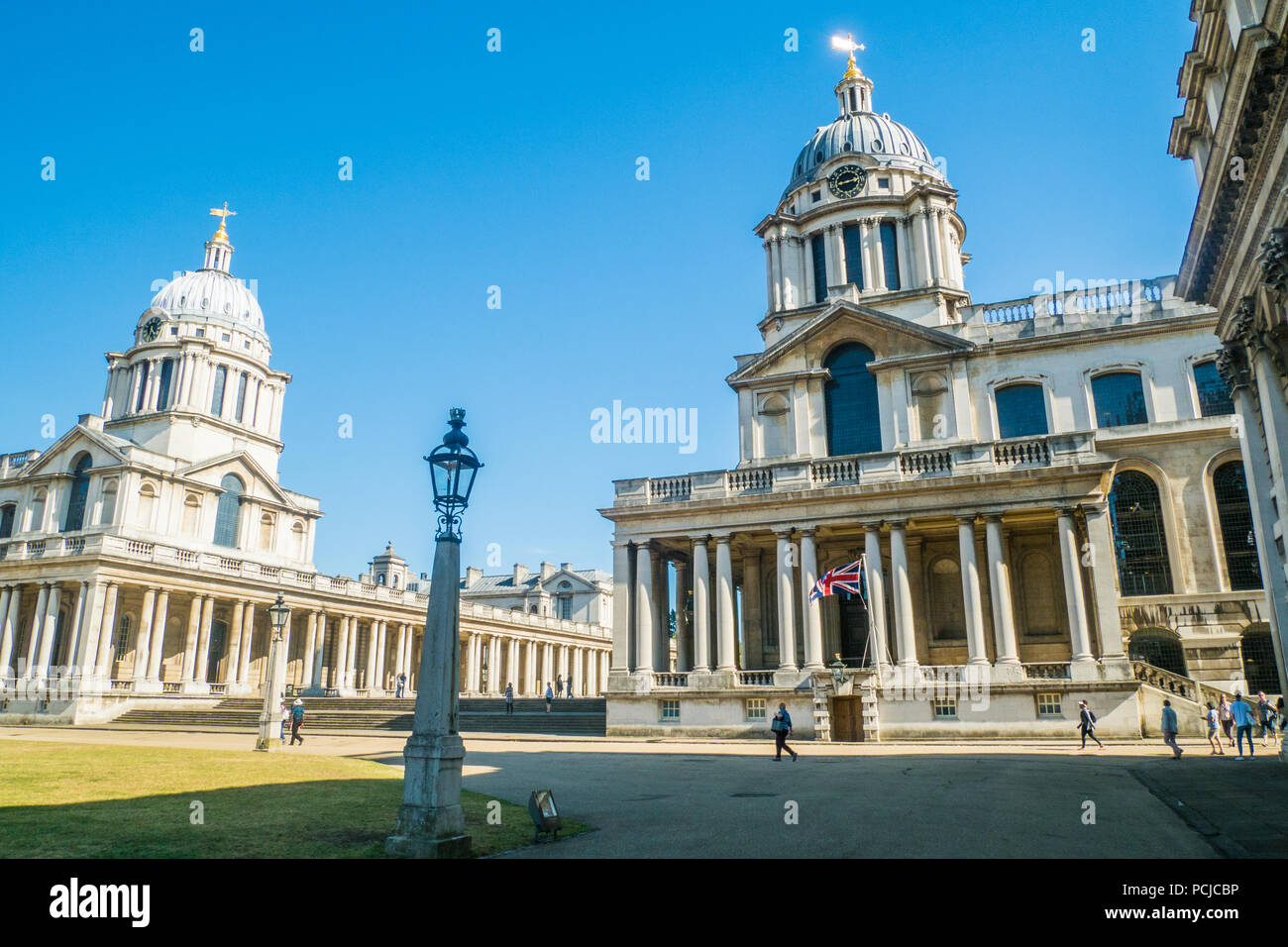 Università di Greenwich impostato nella motivazione della Old Royal Naval College di Greenwich, Londra, Inghilterra Foto Stock