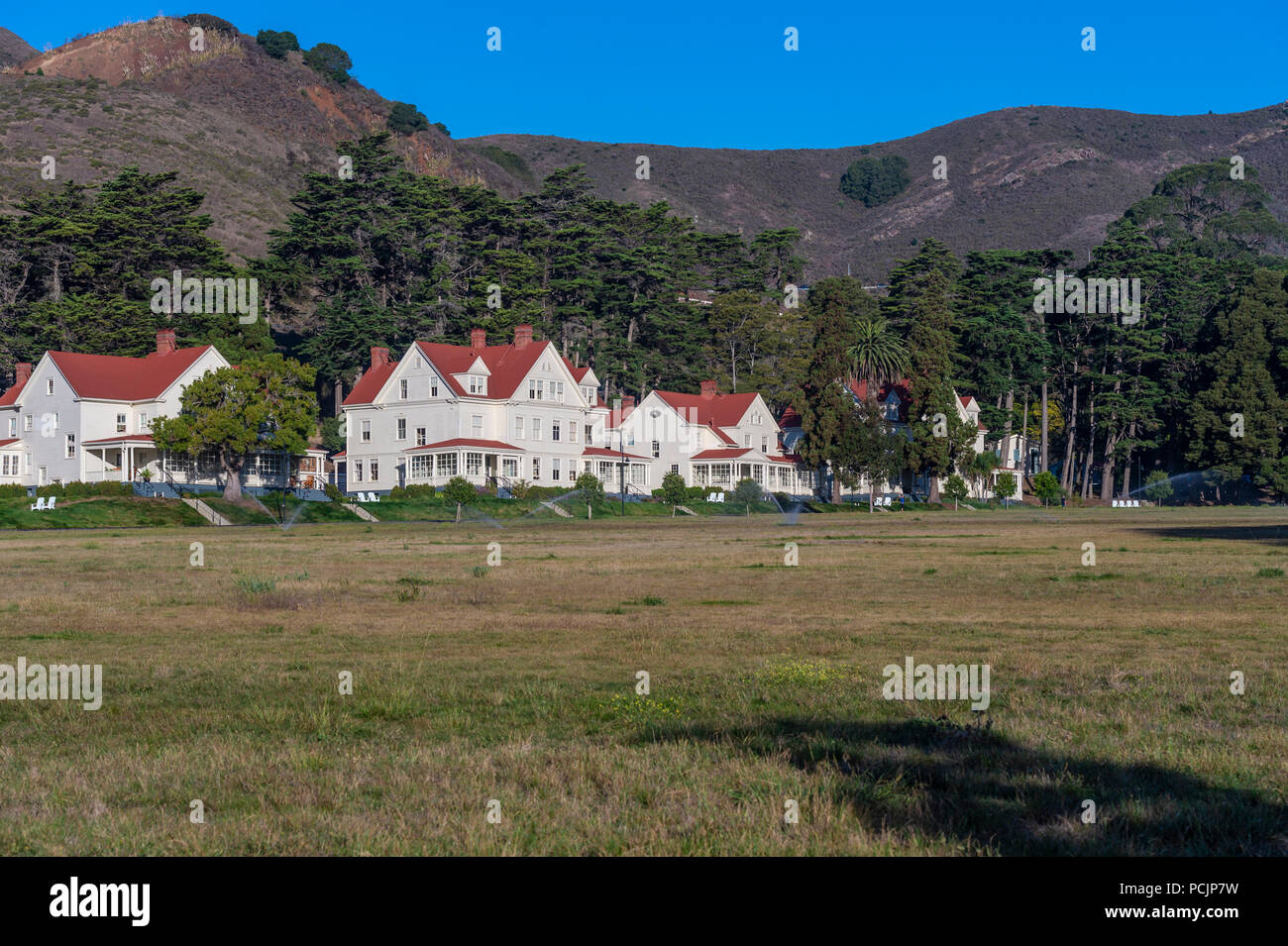 Cavallopoint Lodge in Fort Baker al Golden Gate Bridge il Golden Gate National Recreation Area in San Francisco. Foto Stock