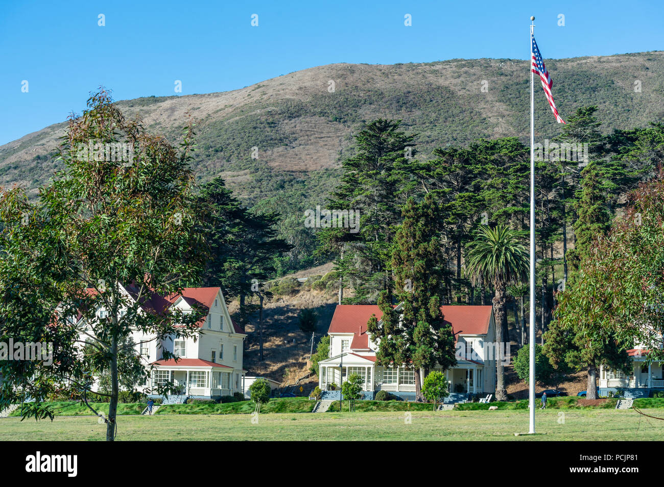 Punto Cavallo Lodge nel centro storico di Fort Baker al Golden Gate Bridge il Golden Gate National Recreation Area in San Francisco. Foto Stock