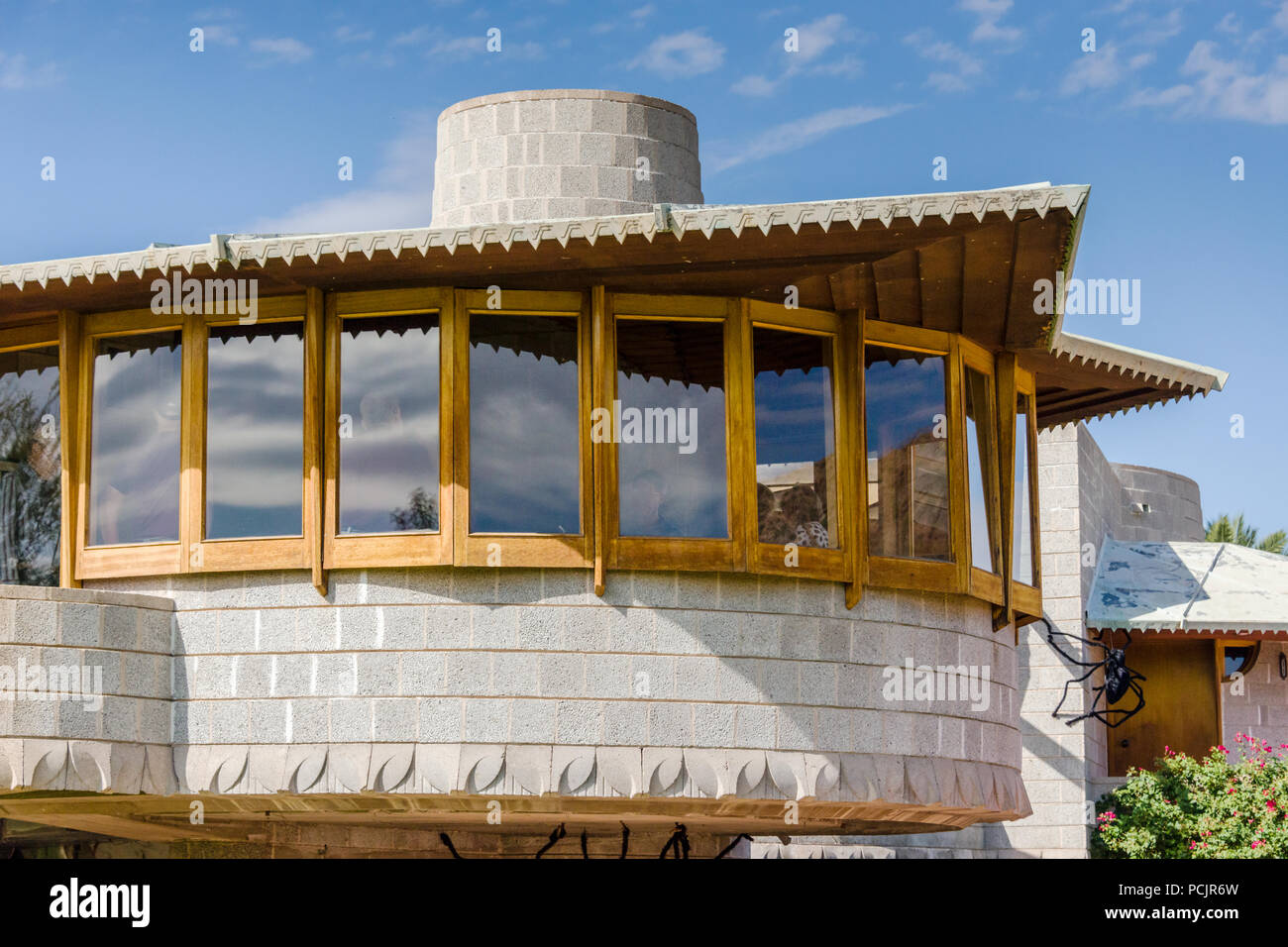 David Wright Casa soggiorno esterno, decorazioni di Halloween, Phoenix, progettato da Frank Lloyd Wright Foto Stock
