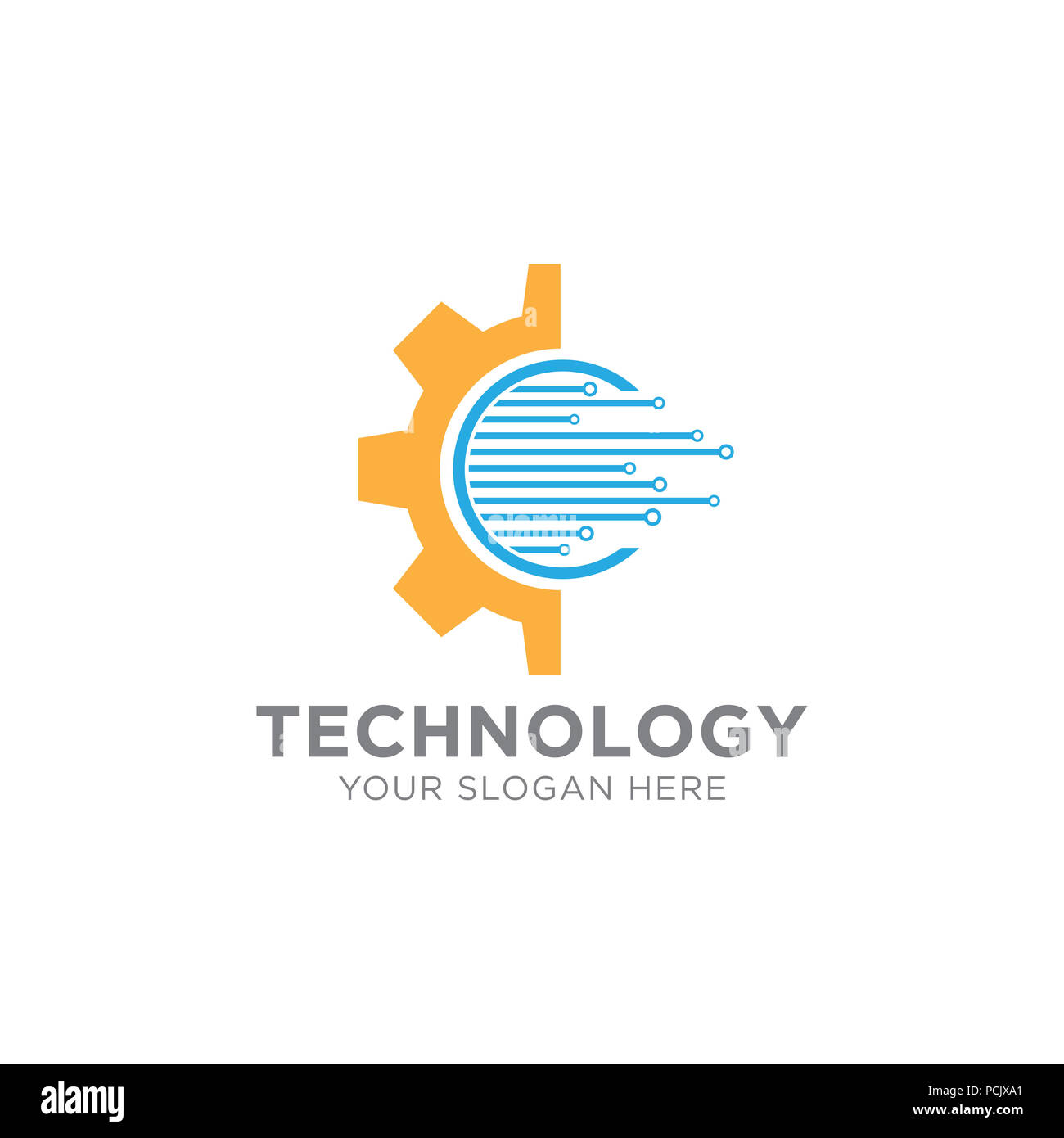 Logo della tecnologia di progettazione del modello Vector, emblema, il concetto di progettazione creativa, simbolo o icona Foto Stock