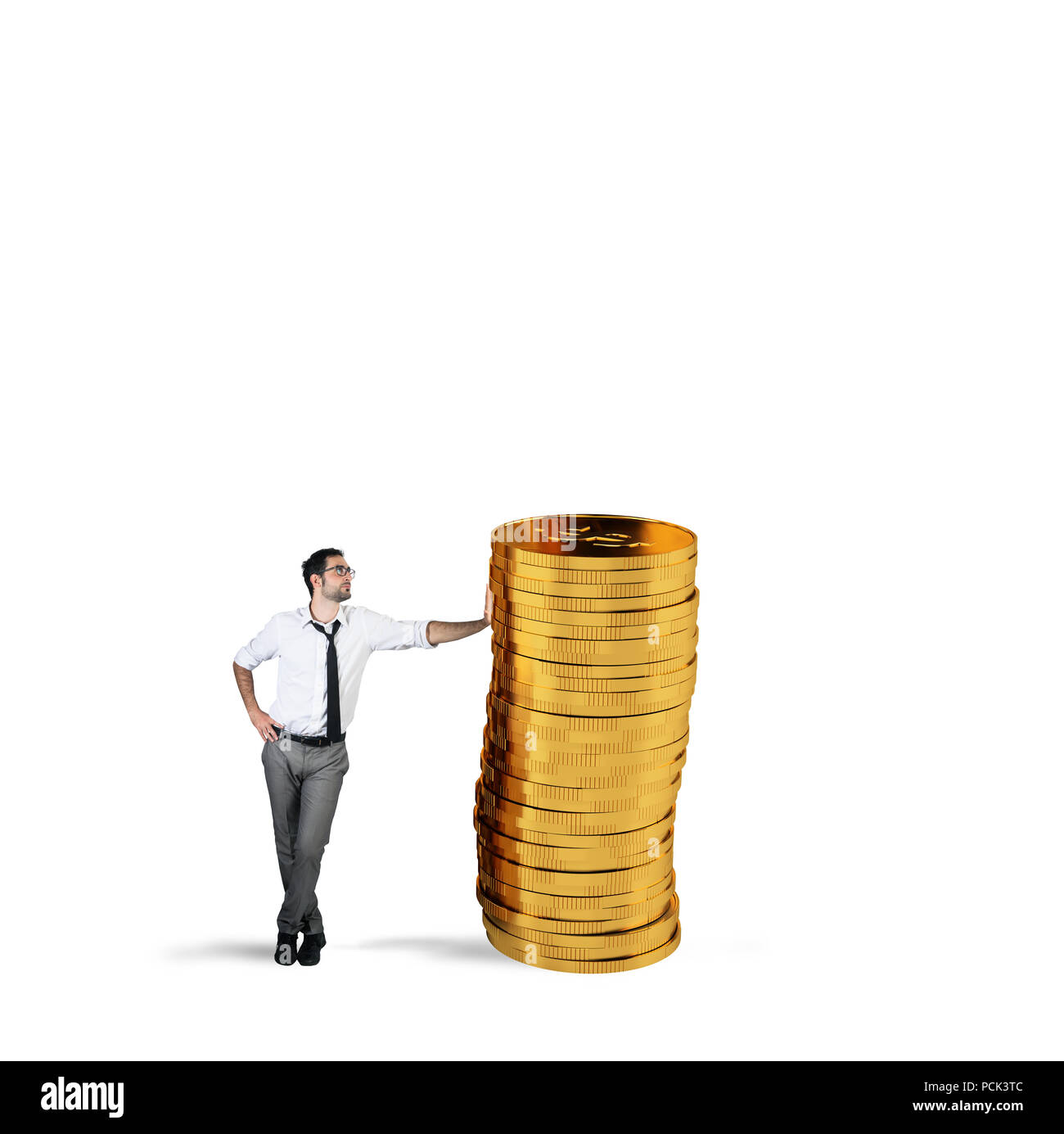 Imprenditore di successo con un mucchio di soldi Foto Stock
