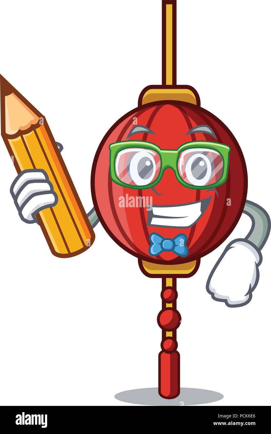 Studente cinese carattere lanterna cartoon Illustrazione Vettoriale