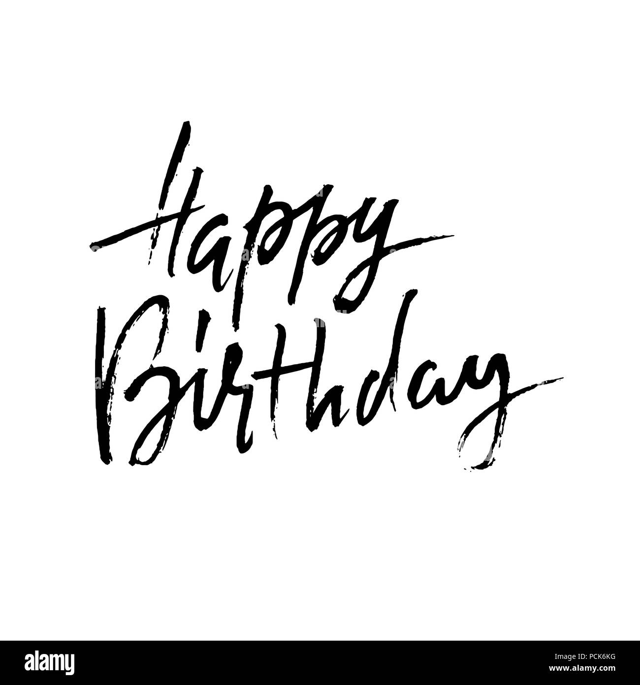 Buon compleanno. Moderno pennello asciutto lettering per invito e biglietto di auguri, poster e stampe. Iscrizione manoscritta. Design calligrafico. Illustrazione Vettoriale. Illustrazione Vettoriale