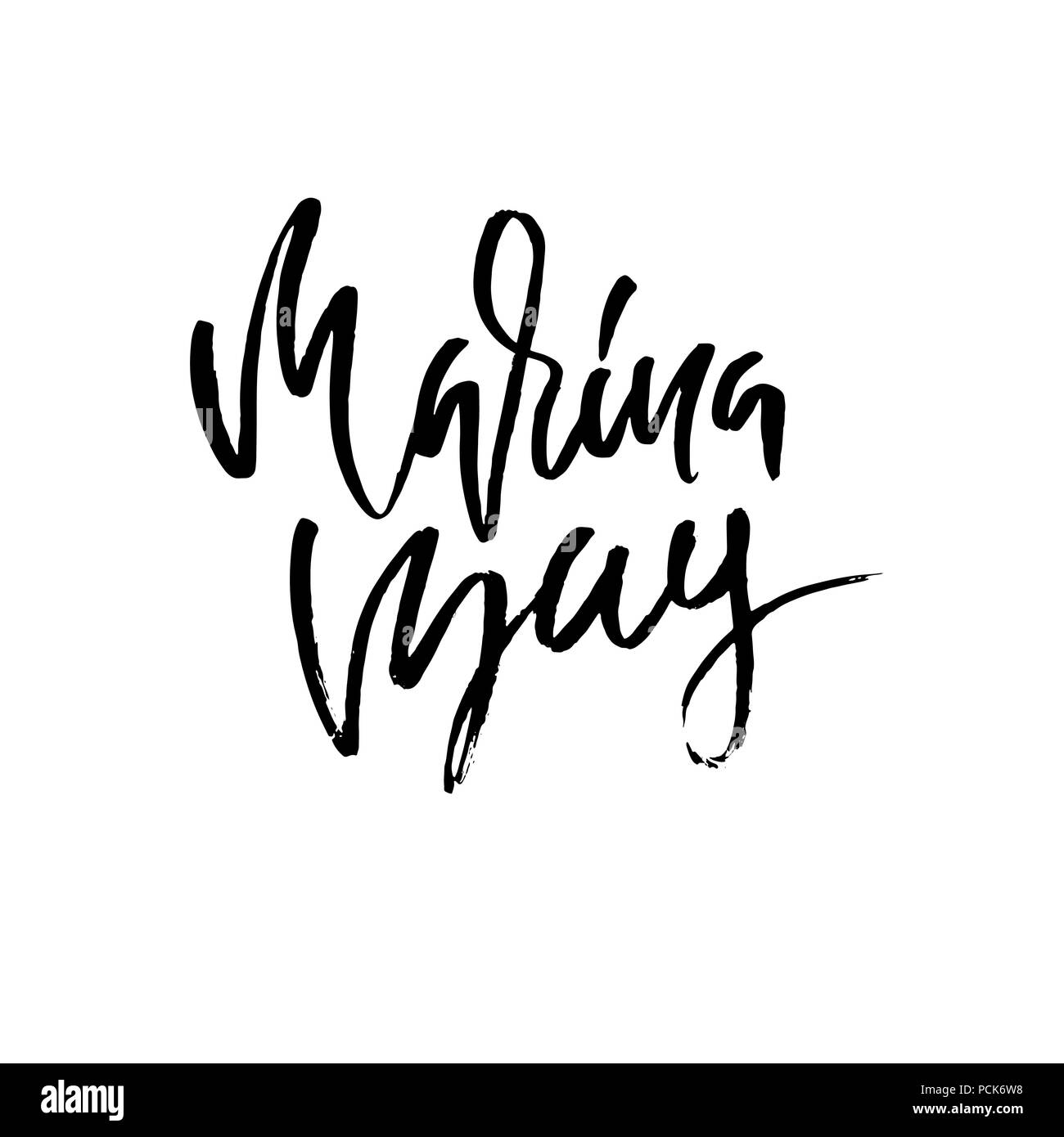 Il Marina Bay lettering. Spazzola moderno lettering. Illustrazione Vettoriale. Illustrazione Vettoriale