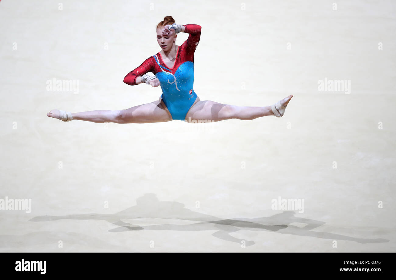 La Slovacchia è Chiara Bunce durante il giorno uno del 2018 Campionati Europei al SSE idro, Glasgow. Foto Stock