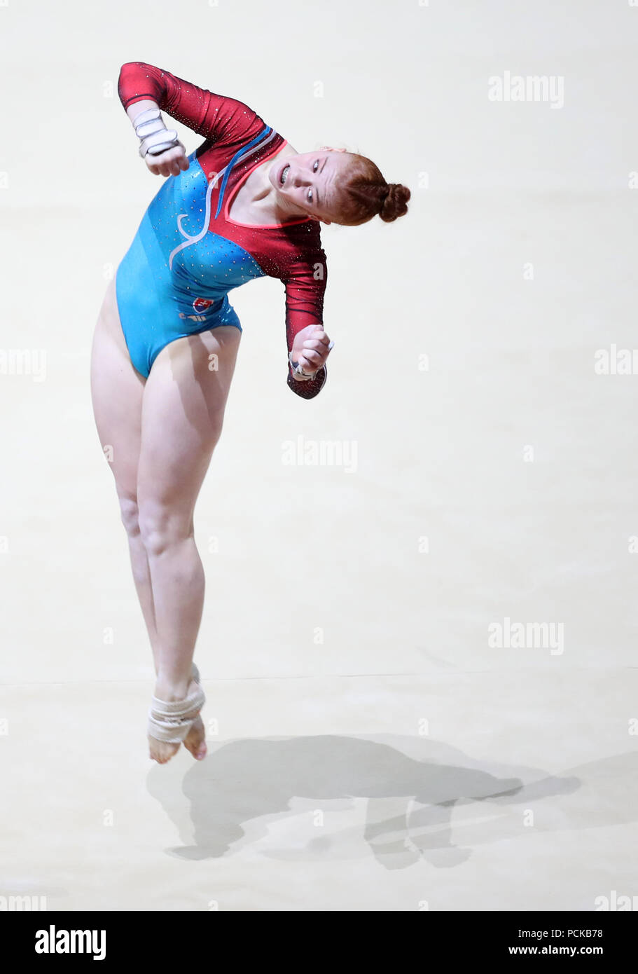 La Slovacchia è Chiara Bunce durante il giorno uno del 2018 Campionati Europei al SSE idro, Glasgow. Foto Stock