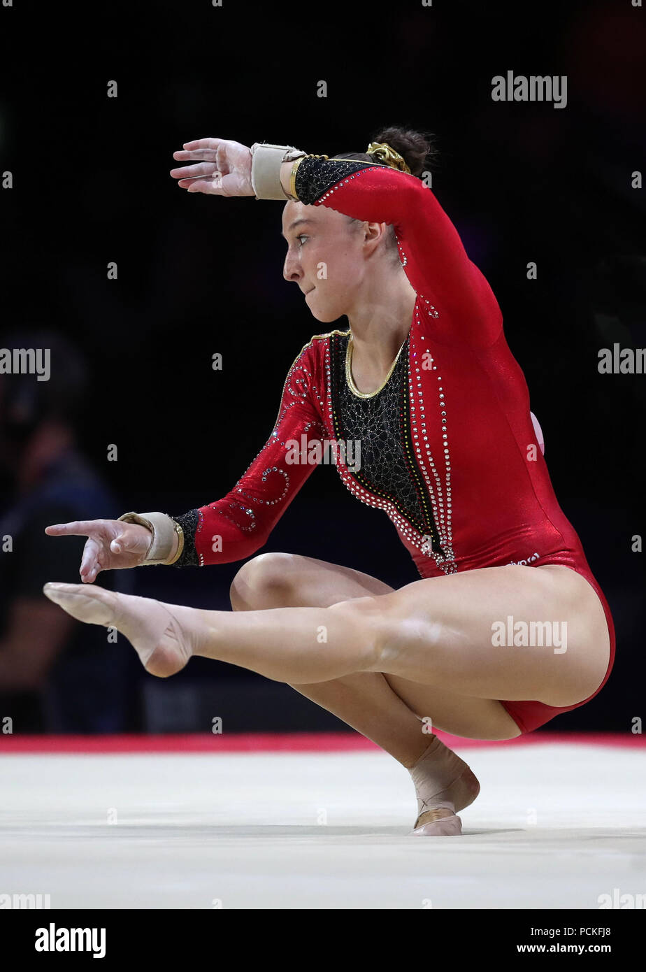 Belgio La Nina Derwael sul pavimento durante il giorno uno del 2018 Campionati Europei al SSE idro, Glasgow. Foto Stock