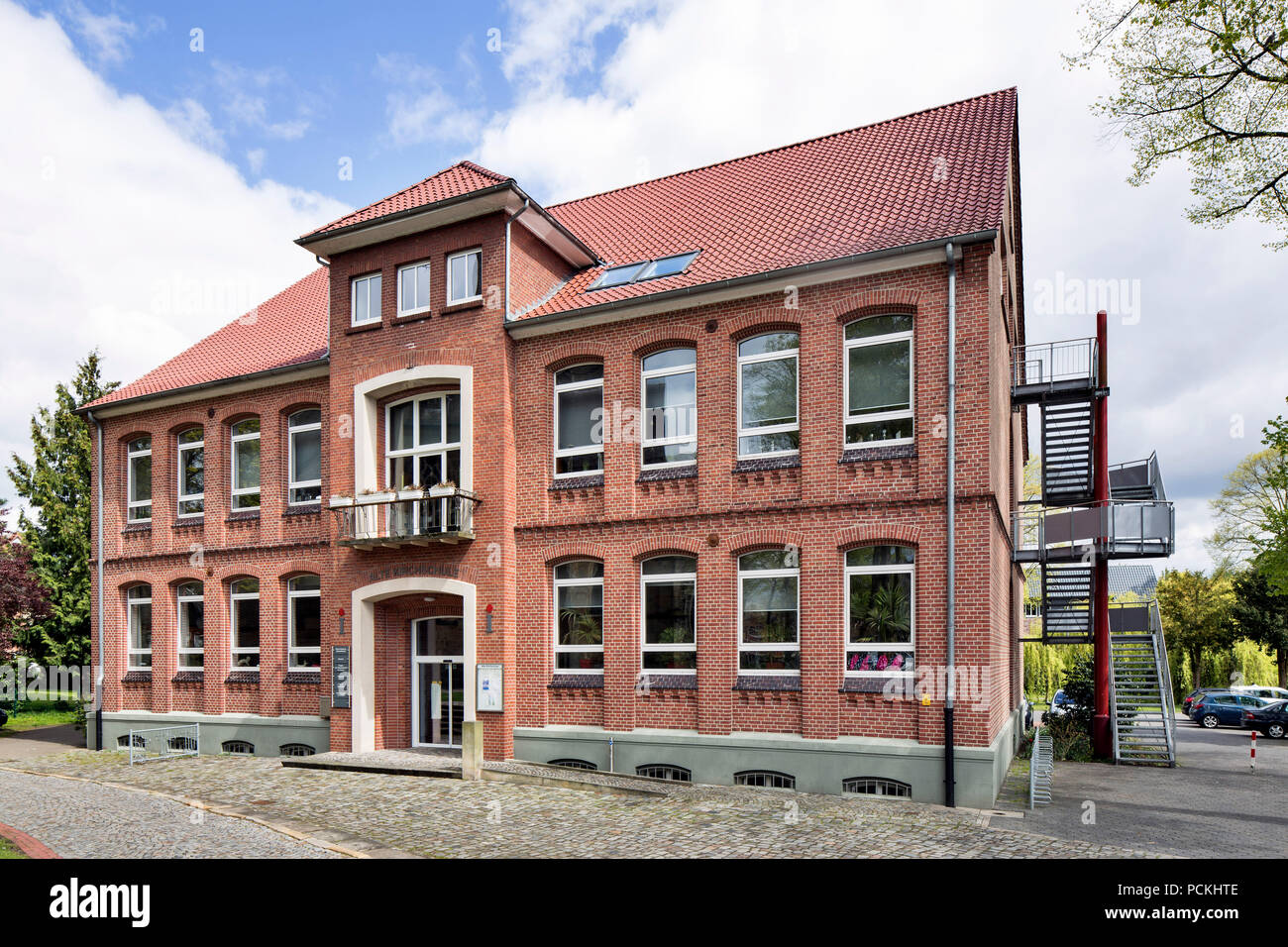 Chiesa vecchia scuola, oggi scuola di musica, la biblioteca e il museo della scuola, Schüttorf, Bassa Sassonia, Germania Foto Stock