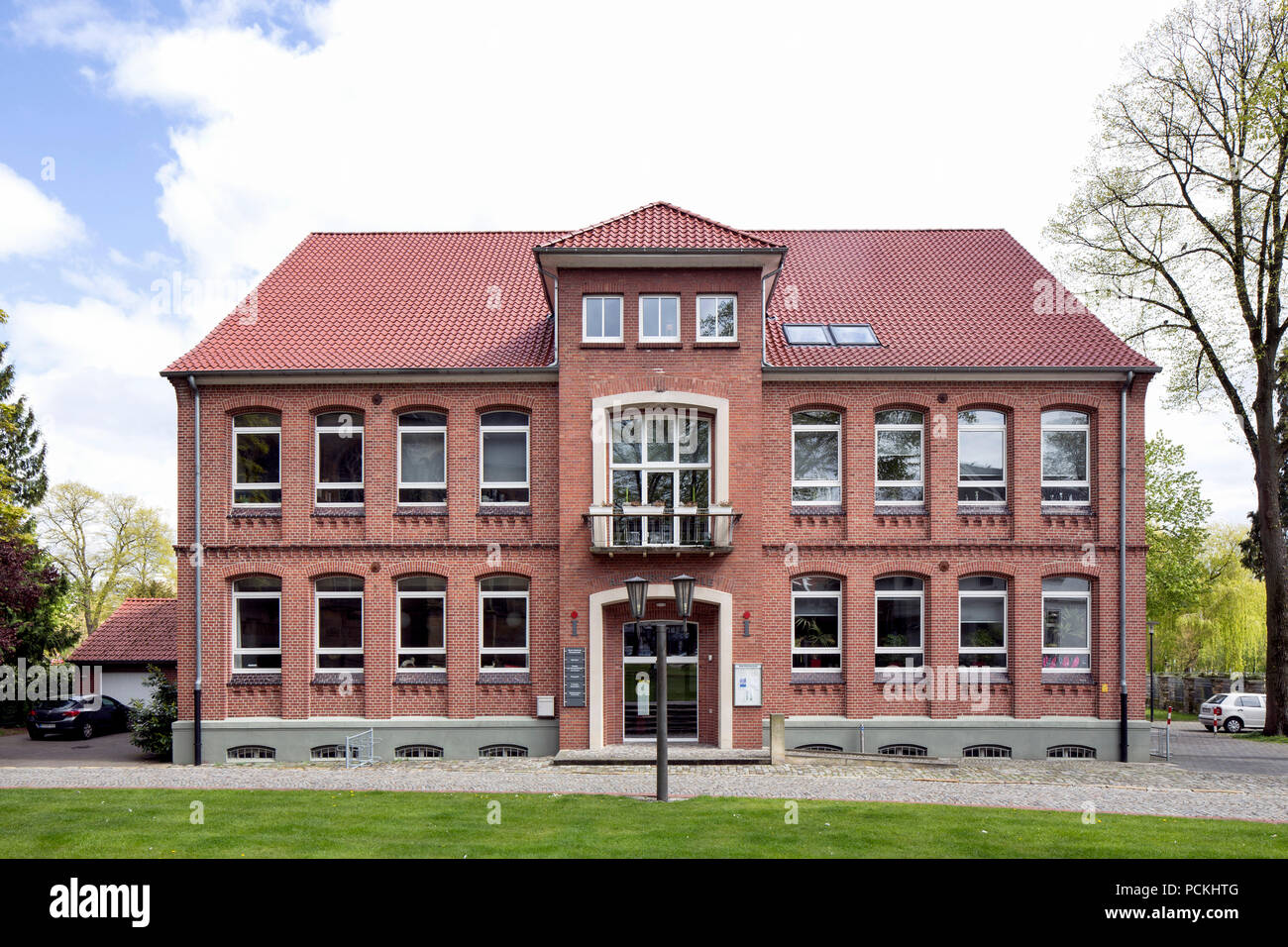 Chiesa vecchia scuola, oggi scuola di musica, la biblioteca e il museo della scuola, Schüttorf, Bassa Sassonia, Germania Foto Stock