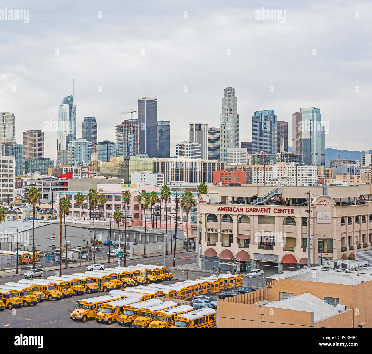 Previsioni meteo immobili downtown Los Angeles California unified school district ORARI AUTOBUS Foto Stock