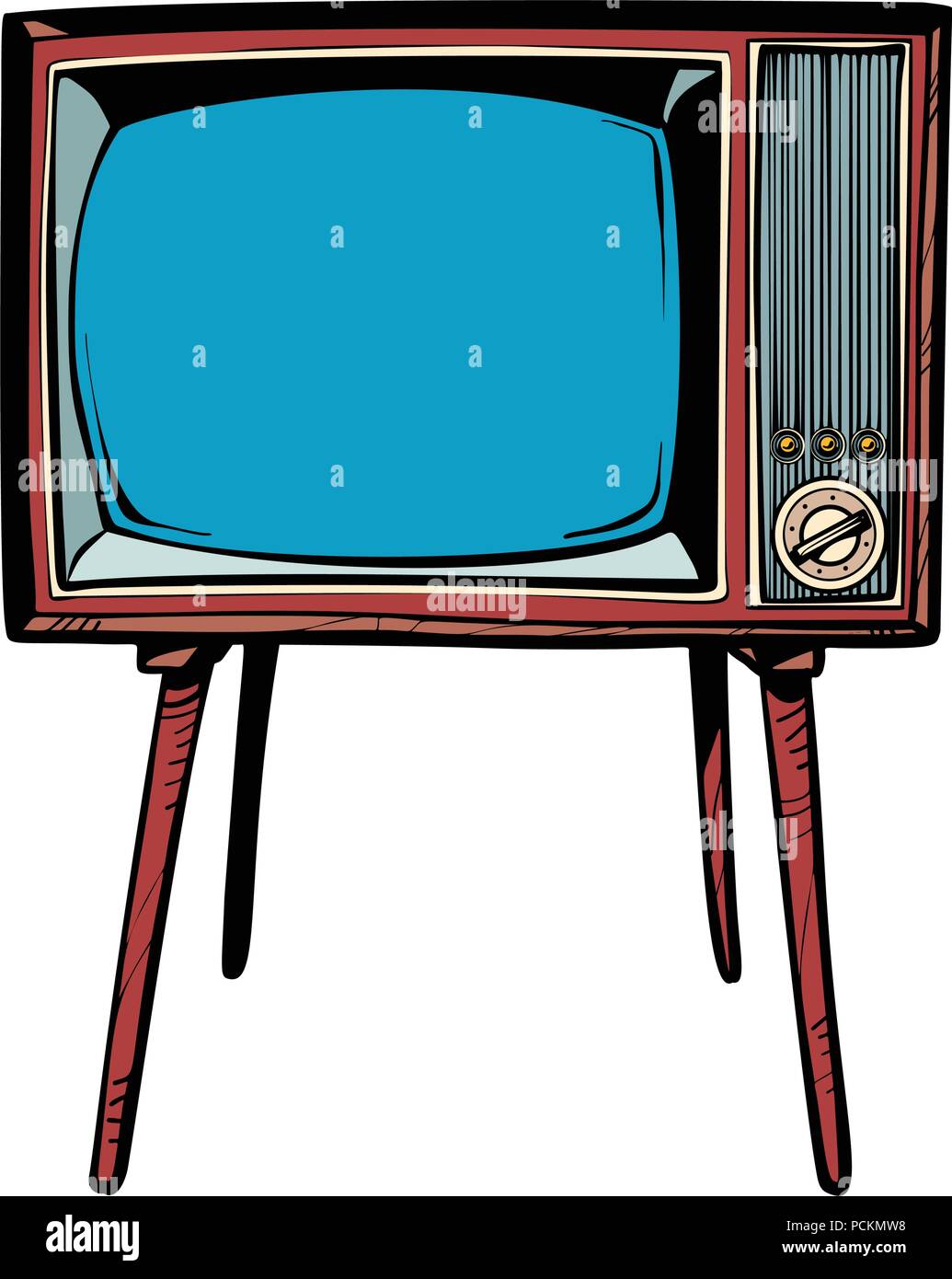 TV retrò. Televisione notizie e programmi Illustrazione Vettoriale