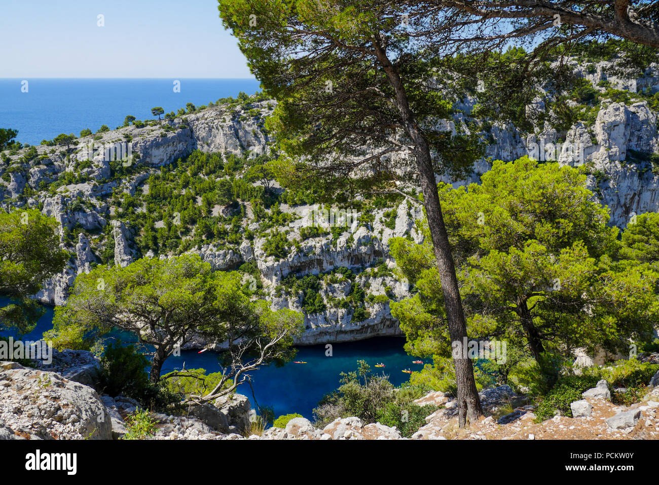 En Vaux creek visto dalla Pointe d'En Vaux, Cassis, Bouches-du-Rhône, Francia Foto Stock