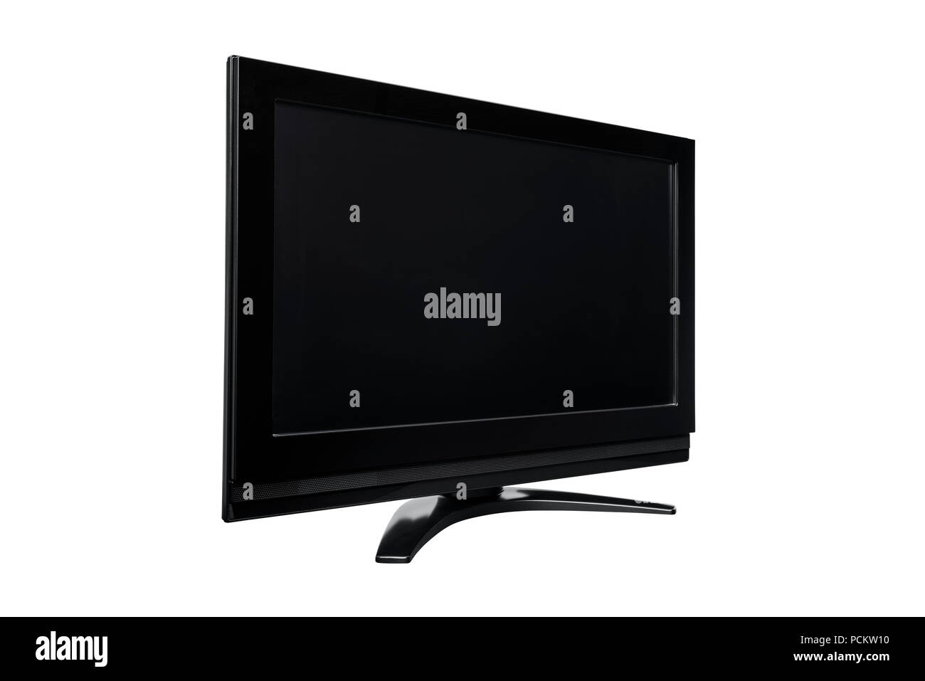 Televisione nero isolato su bianco con disattivata sullo schermo. Foto Stock