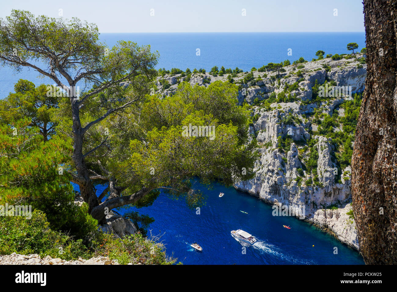 En Vaux creek visto dalla Pointe d'En Vaux, Cassis, Bouches-du-Rhône, Francia Foto Stock