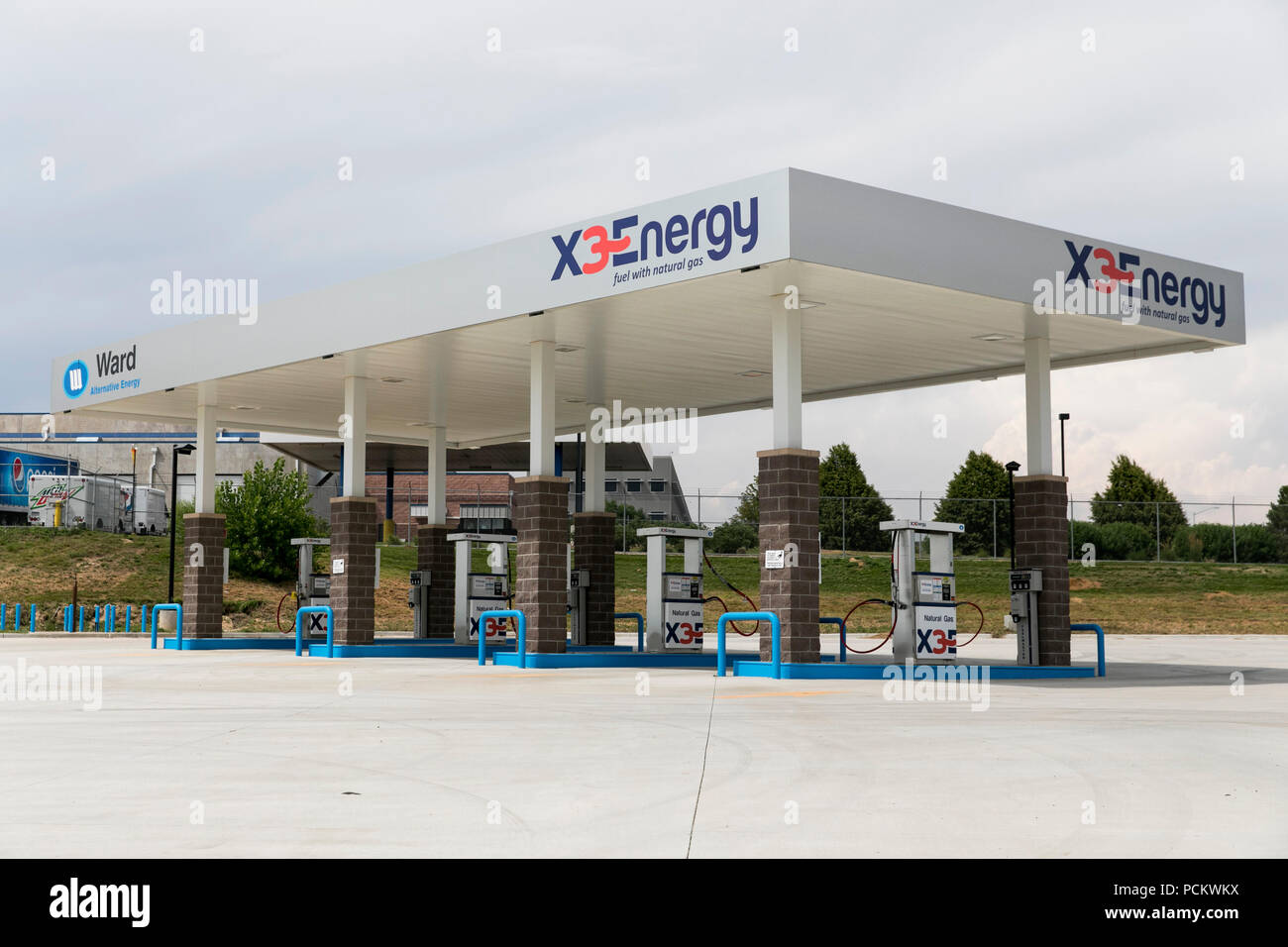 Un logo segno esterno di una X3Energia e Ward energia alternativa gas naturale della stazione di rifornimento di carburante in Greely, Colorado, il 21 luglio 2018. Foto Stock