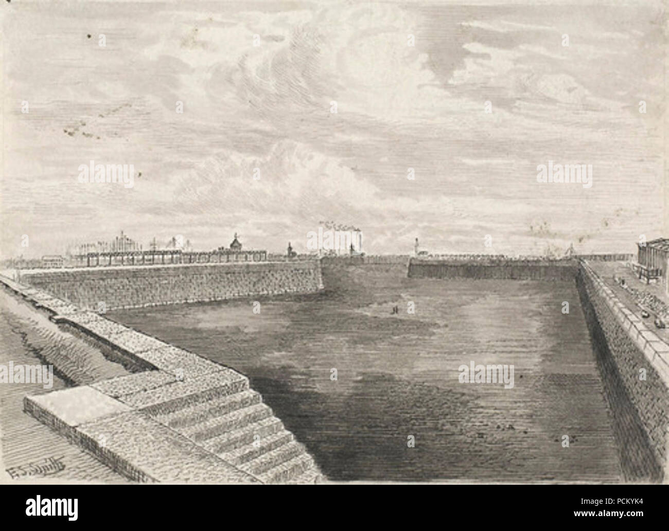 Alexandra Dock in via di completamento Maggio 1883. Foto Stock