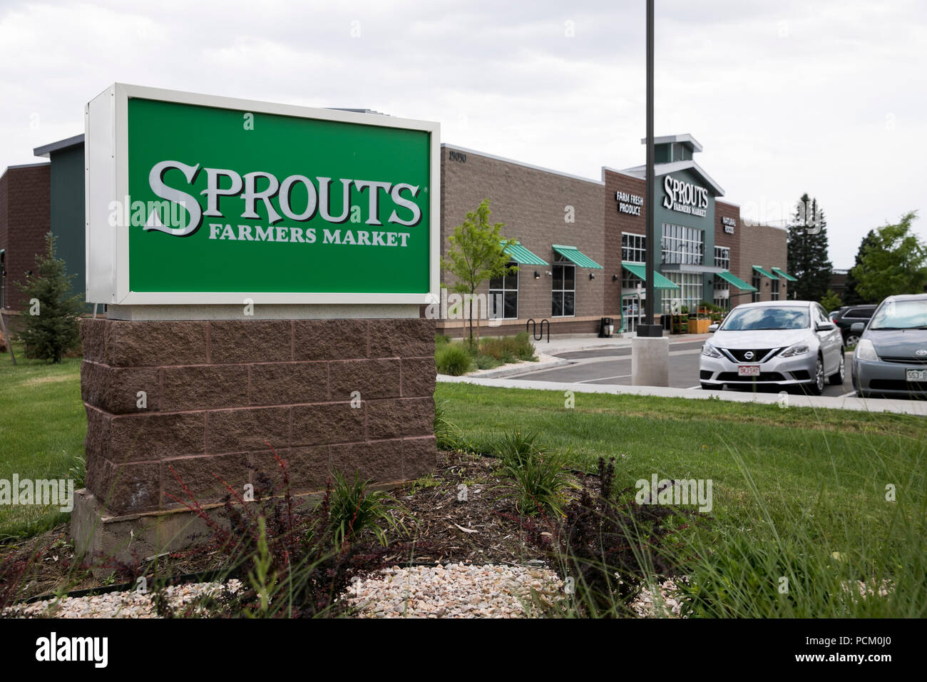 Un logo segno esterno di germogli Farmers Market retail drogheria in Arvada, Colorado, il 22 luglio 2018. Foto Stock