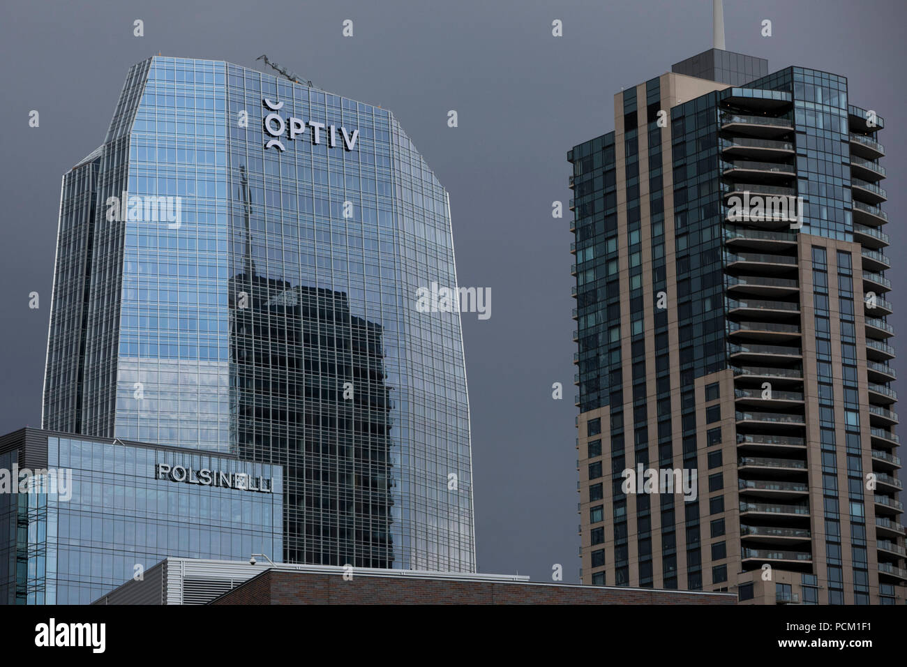 Un logo segno al di fuori della sede di Optiv Security, Inc., a Denver in Colorado, il 22 luglio 2018. Foto Stock