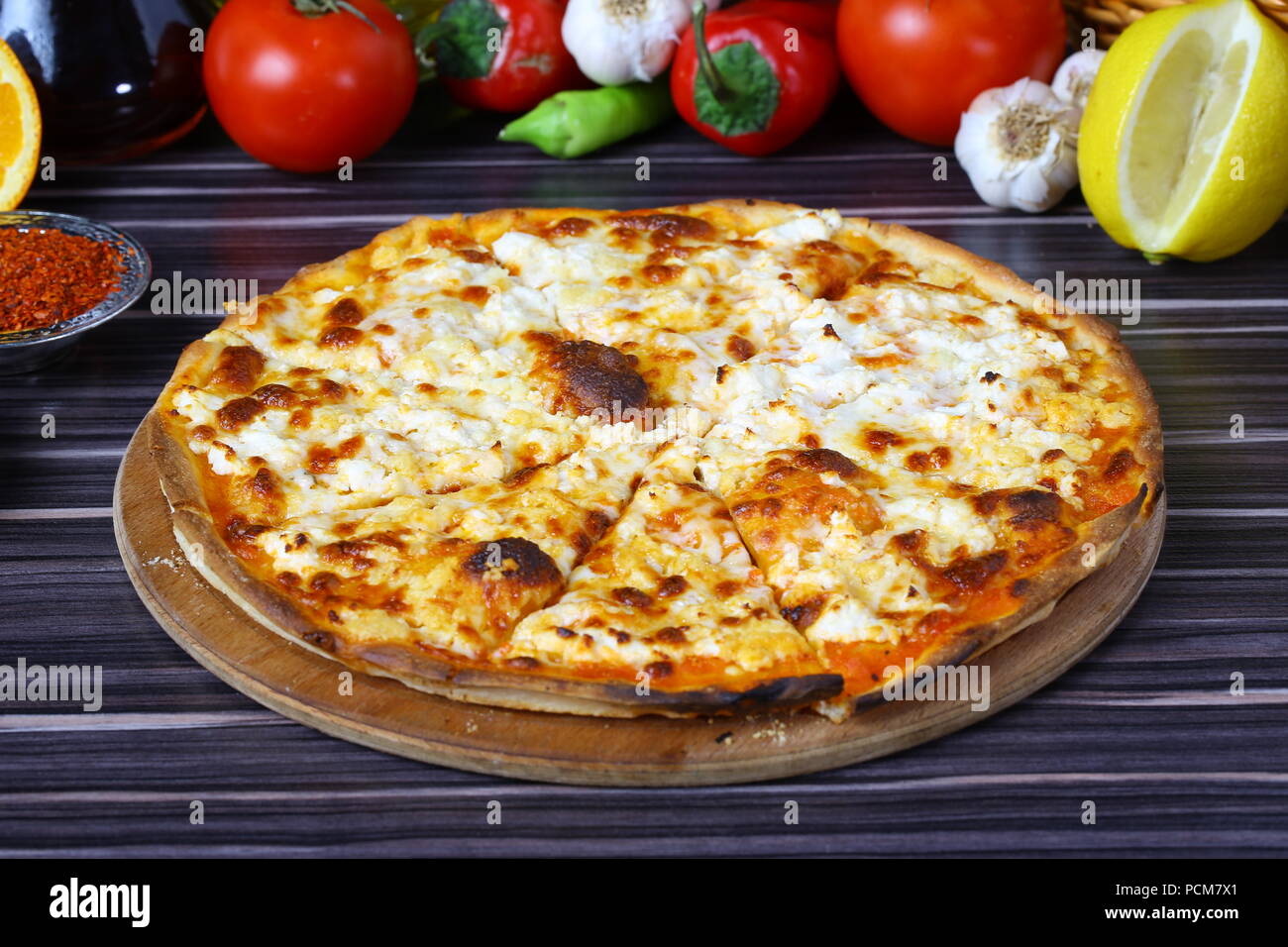 Italiano pizza margarita Foto Stock