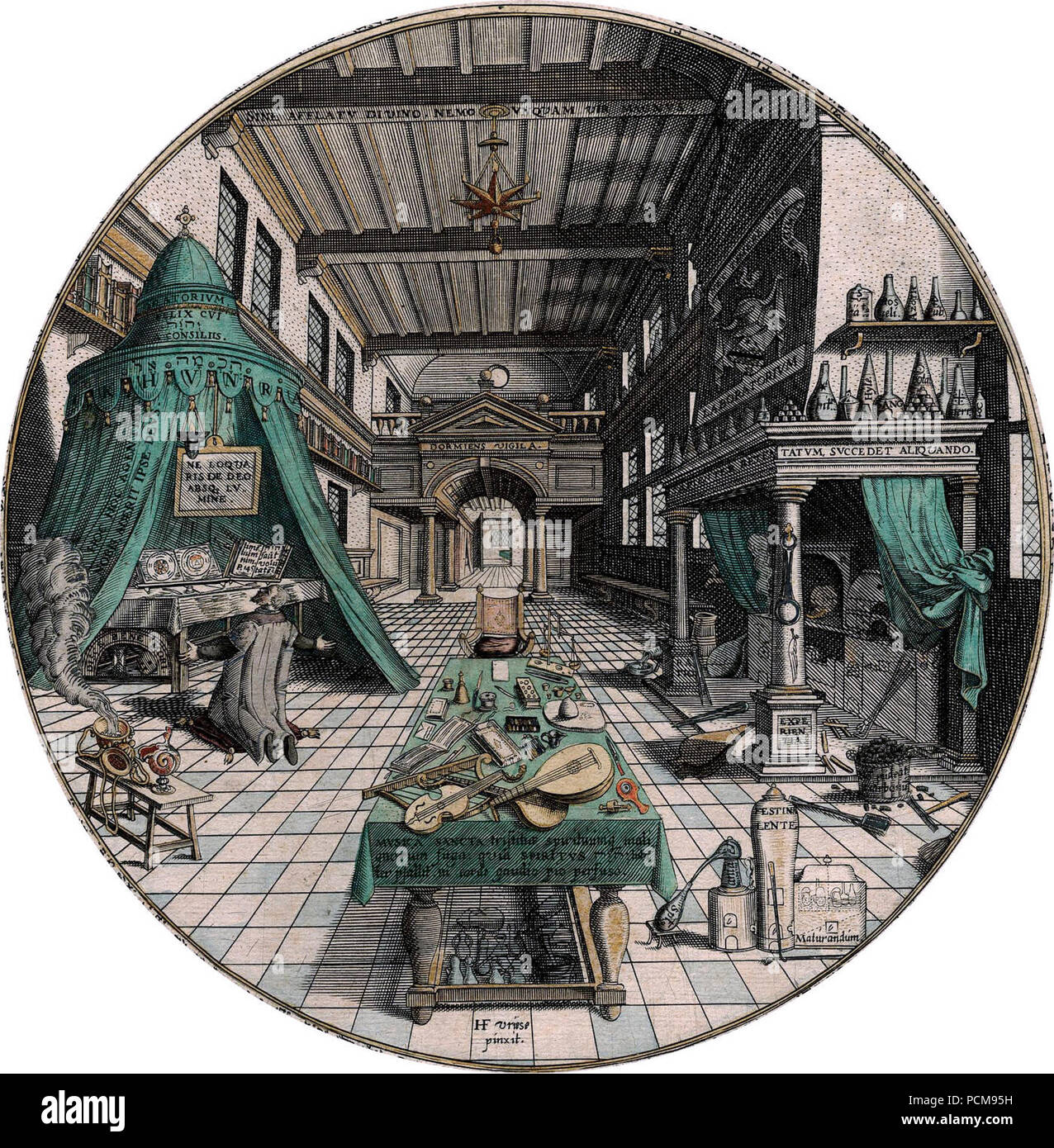 Alchimista Laboratorio, Heinrich Khunrath, Amphitheatrum sapientiae aeternae, 1595. Foto Stock