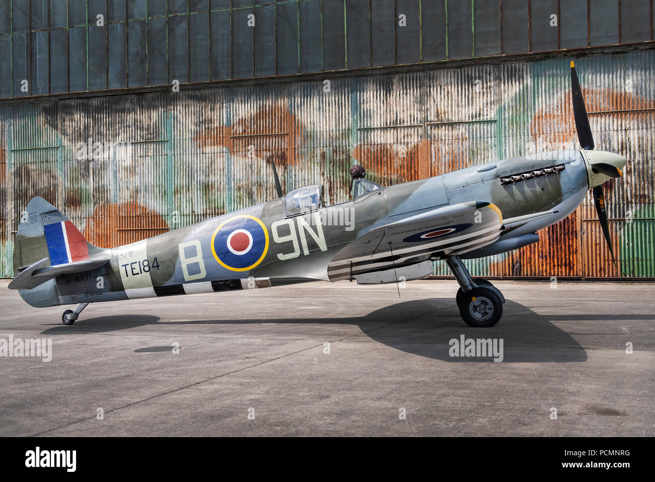 La storica Spitfire XVI fighter, che pilota cecoslovacco Otto Smik utilizzato nella RAF 312 Squadrone di proprietà di Stephen Stead, in linea, vicino a Pilsen, Repubblica ceca, 28 luglio 2018. (CTK foto/Miroslav Chaloupka) Foto Stock
