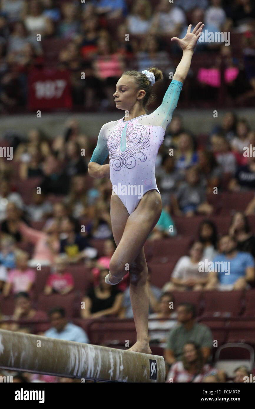 Columbus, OH, Stati Uniti d'America. 28 Luglio, 2018. Grazia ginnasta McCallum compete durante il 2018 GK U.S. Ginnastica classica campionati, svoltasi a Columbus, OH. Melissa J. Perenson/CSM/Alamy Live News Foto Stock