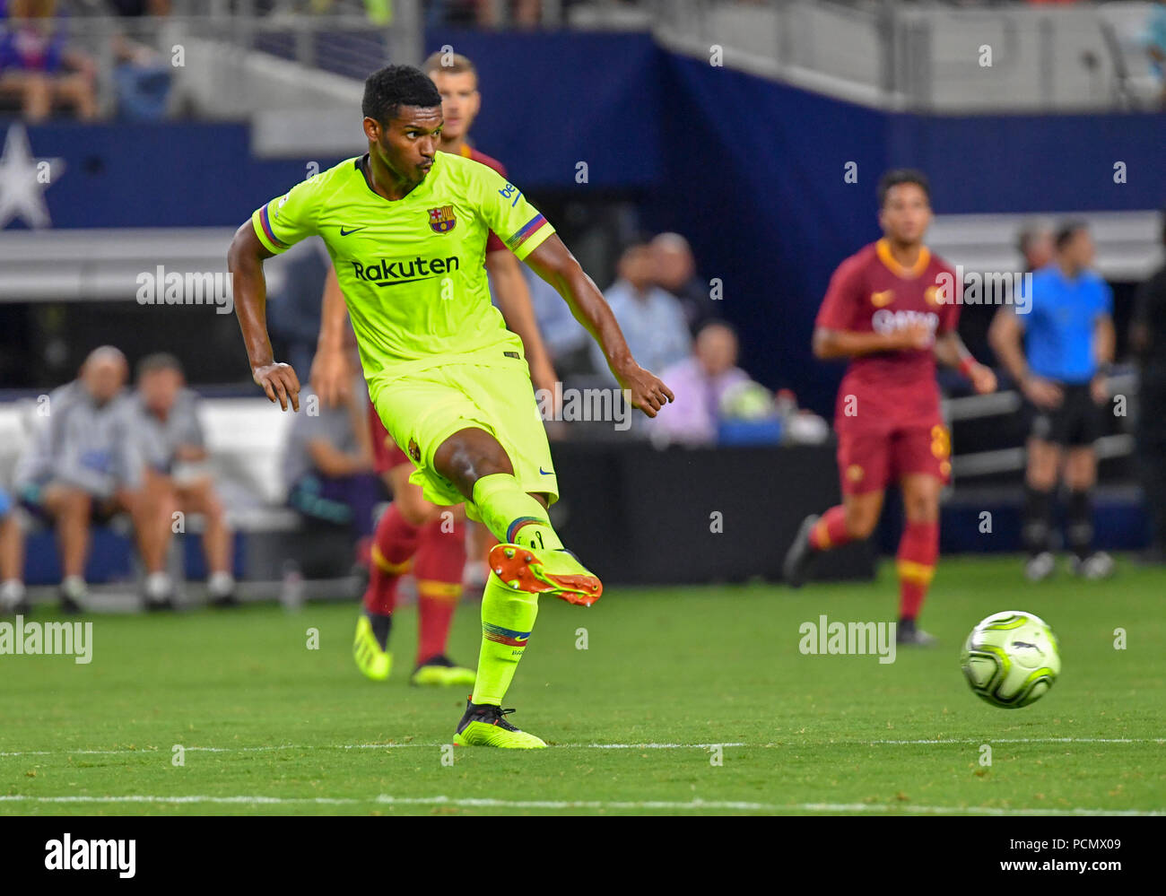 Jul 31, 2018: FC BARCELONA D Marlon Santos #5 durante un gioco di MLS tra AS Roma e FC Barcelona di AT&T Stadium di Arlington, TX come Roma ha sconfitto il FC Barcelona 4-2 Albert Pena/CSM Foto Stock