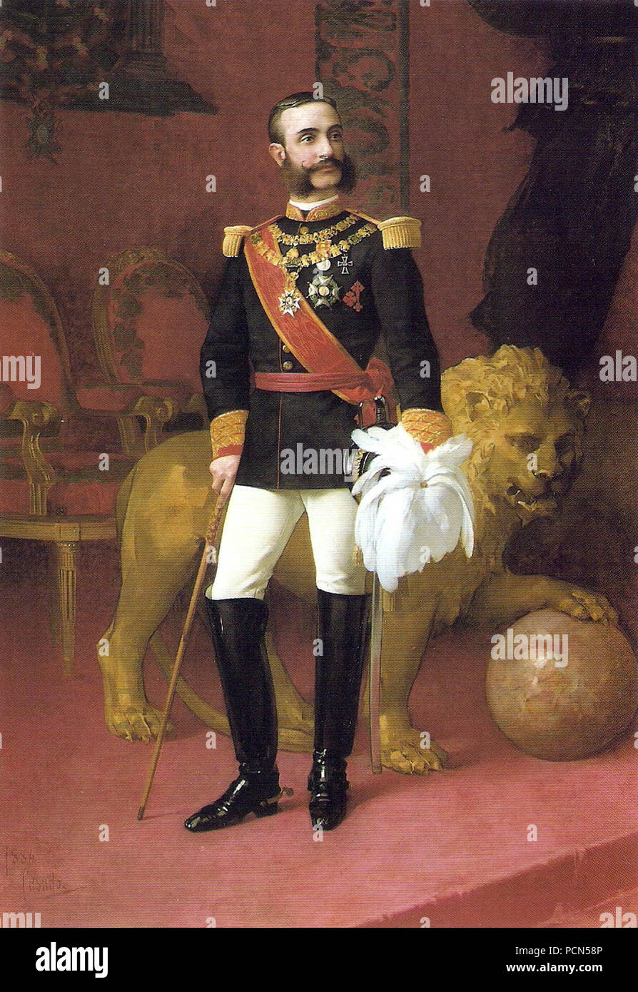 Alfonso XII. Pintado por Casado del Alisal en 1884. Foto Stock