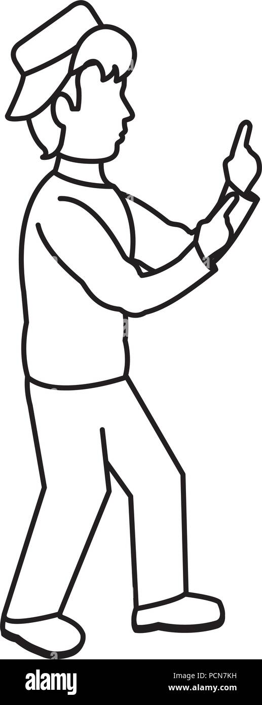 La linea funny man con cal e abiti casual Illustrazione Vettoriale