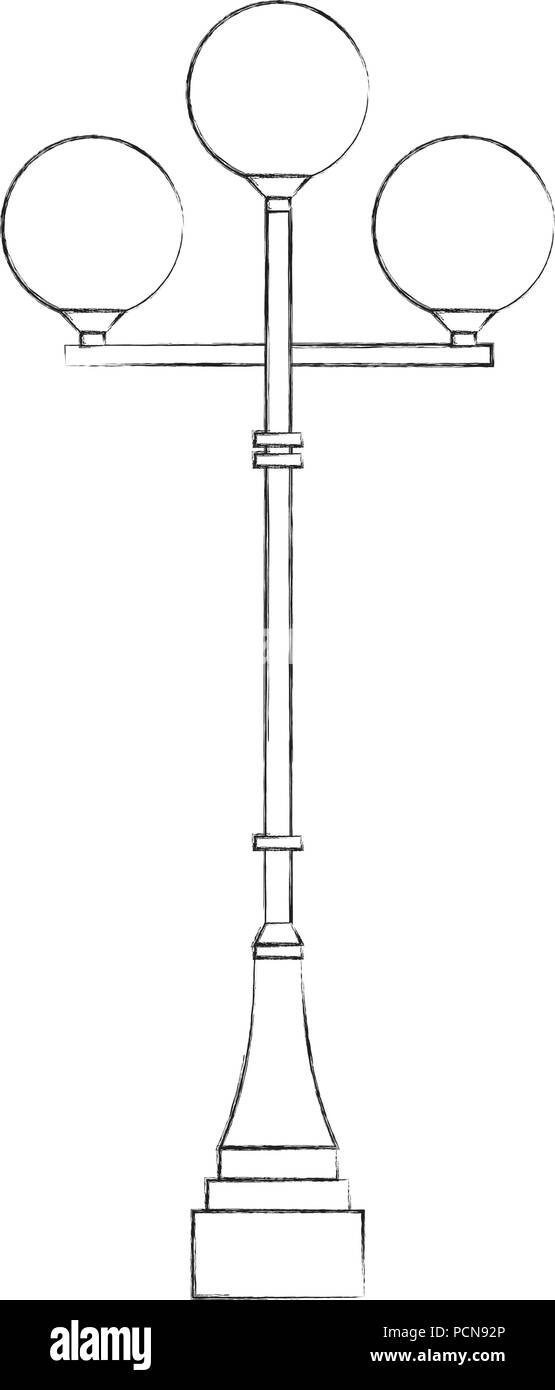 Lampada luce post round immagine della lampadina illustrazione vettoriale disegno a mano Illustrazione Vettoriale