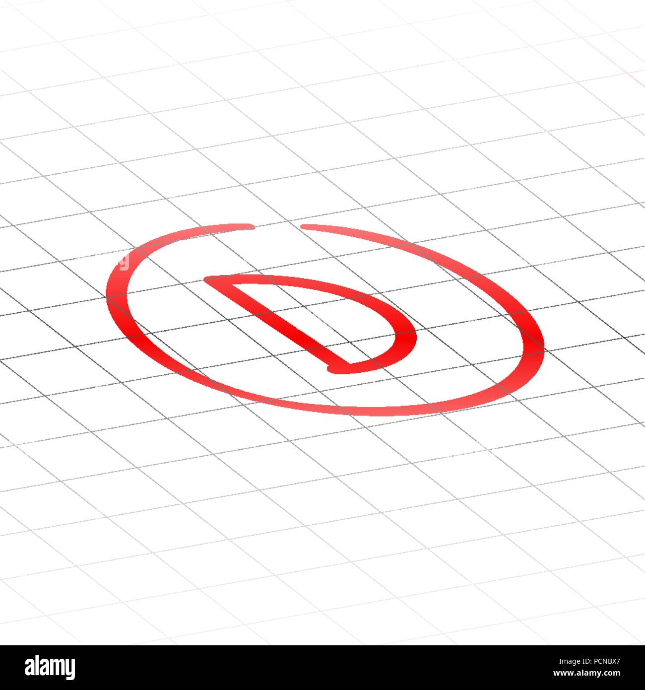 D esame risultato rosso di grado ultimo mark Illustrazione Vettoriale