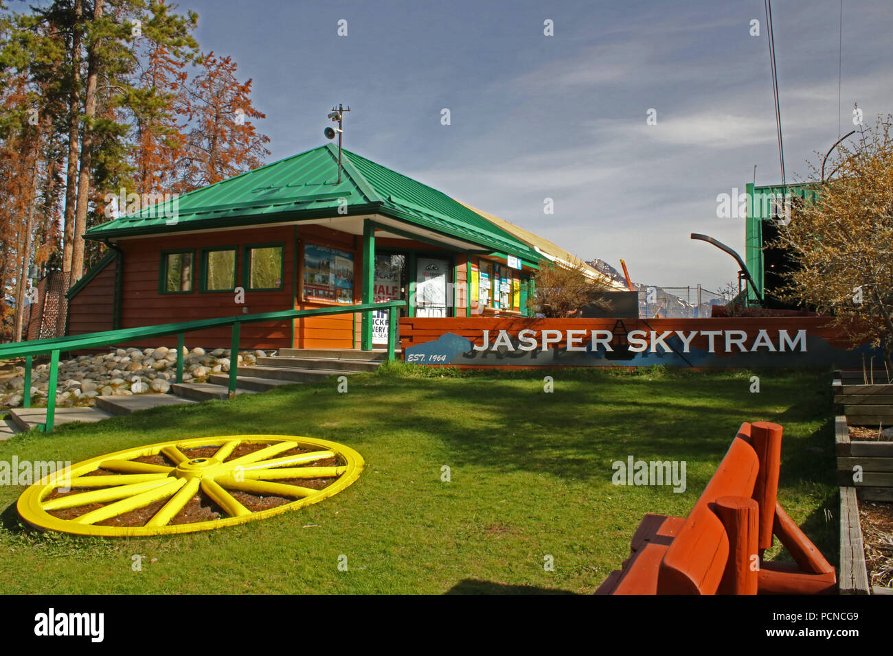 Jasper Sky Tram stazione inferiore. Jasper, Alberta, Canada. Foto Stock