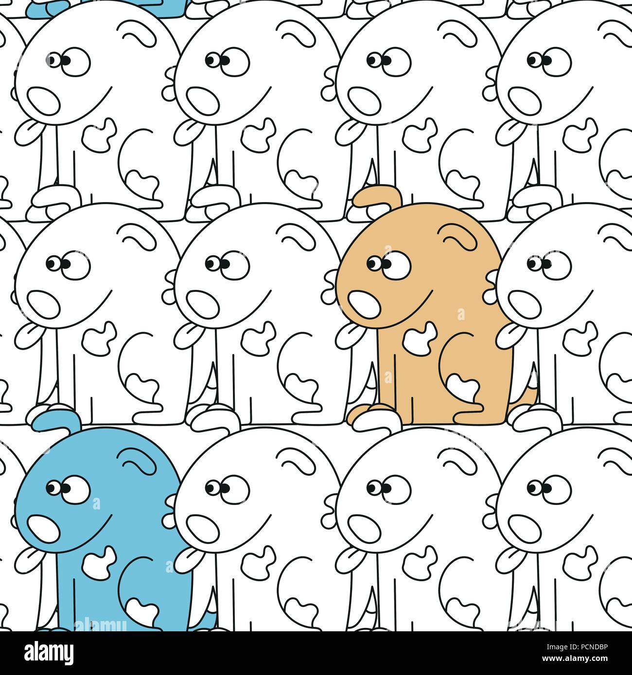 Modello senza cuciture con simpatici cani. Illustrazione Vettoriale con divertenti cuccioli Illustrazione Vettoriale